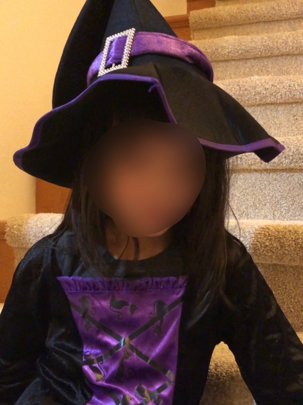 Kids Black and Purple Witch Costume with Hat
